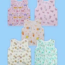 Baby Moo Infants Unisex Kids 5 Pcs Cotton Innerwear Vests KJD-44-12