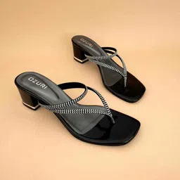 Ozuri Textured Open Toe Block Heels image 4