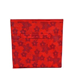 Kuber Industries Set Of 3 Red & Black Printed Large Storage Cubes With Handle image 2