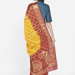 Dupatta Bazaar Red & Gold-Toned Woven Design Dupatta image 5
