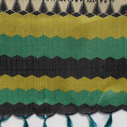 Saree mall Cream-Coloured & Green Printed Dupatta image 4