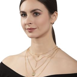 Shining Diva Fashion Gold-Plated Layered Statement Necklace-image-69