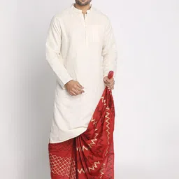 Nakshi Men Red & Gold-Coloured Hand Block Printed Stitched Dhoti image 2
