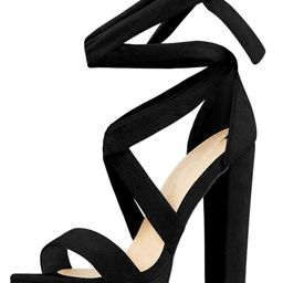 JM Looks Open Toe Lace-Up Platform Heels image 4