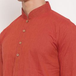 RG DESIGNERS Men Rust & White Solid Kurta with Pyjamas image 3