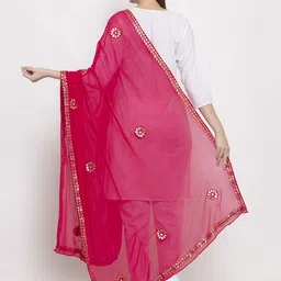 Clora Creation Magenta & Gold-Coloured Embroidered Dupatta image 2
