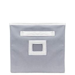 Kuber Industries Set Of 2 Grey Solid Large Foldable Cube Storage Boxes With Handle Replacement Drawer image 3