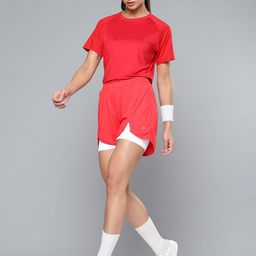 HRX By Hrithik Roshan Racketsport Women Racing Red Rapid-Dry Colourblock Shorts-image-12