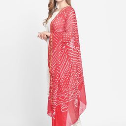 Dupatta Bazaar Red & White Dyed Dupatta image 2