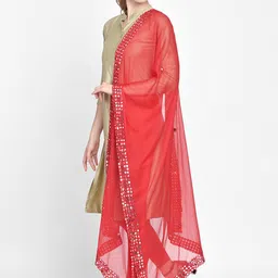 Dupatta Bazaar Red Solid Dupatta image 5