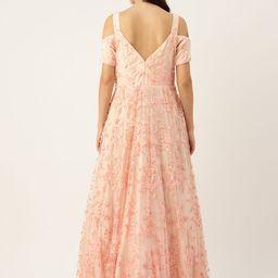 Simaaya Floral Embroidered Sweetheart Neck Cold-Shoulder Sleeves Ethnic Gown image 4