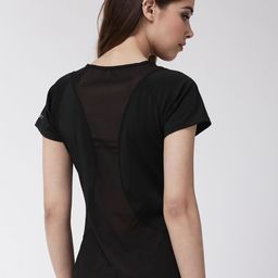Fitkin Women Black Solid Round Neck Quick Dry Gym T-shirt-image-15