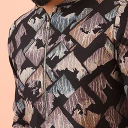 KISAH Men Abstract Regular Fit Printed Kurta Trouser Set image 3