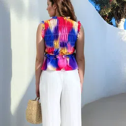 Stylecast X Hersheinbox Ombre Print Tiered Top with Tie-Up Detail image 5