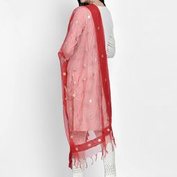 Dupatta Bazaar Red & Gold-Toned Embroidered Dupatta image 4