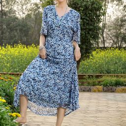 plusS Abstract Printed Fit and Flare Maxi Dress-image-41