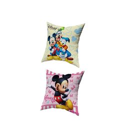 Kuber Industries Set Of 4 Pink & Cream-Coloured Both Side Disney Printed Reversible Cushions image 5