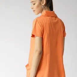 Style Quotient Orange Solid Open Front Shrug image 4