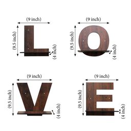 RANDOM Coffee Brown L-O-V-E Set of 4 MDF Basic Wall Shelf image 2