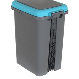 Kuber Industries Grey & Blue Solid Plastic Push And Pedal Dustbin With Lid & Handle image 3