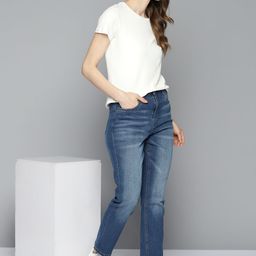 Mast & Harbour Women Blue Straight Fit Light Fade Stretchable Jeans-image-8