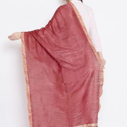 Clora Creation Red & Gold-Toned Solid Dupatta image 4
