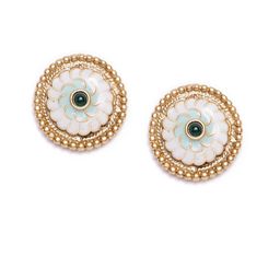 PANASH Set Of 3 Gold-Plated Circular Stone Studded & Beaded Studs image 4