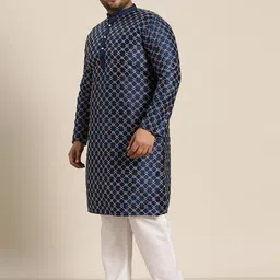 SOJANYA PLUS Men Plus Size Embroidered Kurta With Pyjamas image 4