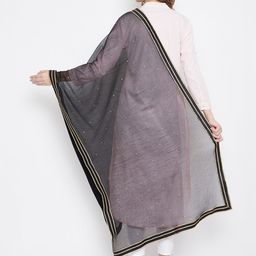 Clora Creation Black & Gold-Toned Sequinned Dupatta image 4
