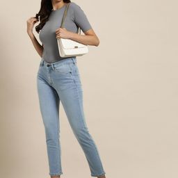 HERE&NOW Women Mid-Rise Slim Fit Cropped Stretchable Jeans-picture-17