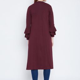 Hypernation Maroon Solid Open Front Shrug image 3