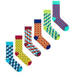 Dynamocks Unisex Pack Of 6 Multicoloured Patterned Calf-Length Socks-10