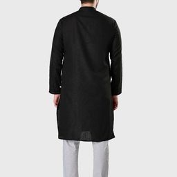 SHIWAM ETHNIX Men Black Solid Kurta & Plus Size image 3