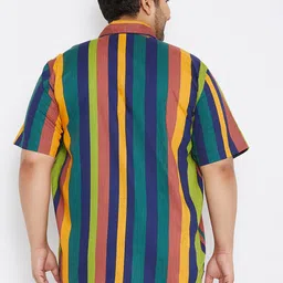 Instafab Plus Men Multicoloured Multi Stripes Striped Casual Shirt image 5