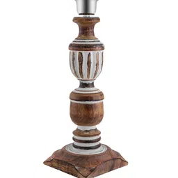 Homesake Brown & Beige Solid Handcrafted Bedside Standard Table Lamp with Shade image 2