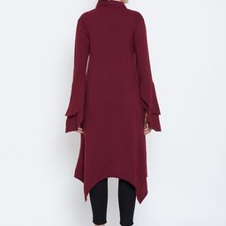 Hypernation Maroon Solid Open Front Shrug image 2