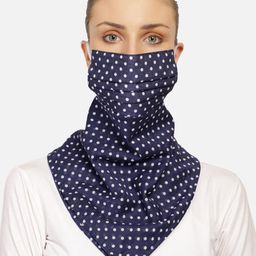 Anekaant Women Blue & White Printed Cotton Reusable 3-Ply Scarf Style Cloth Mask-46