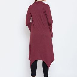 Hypernation Maroon Solid Open Front Shrug image 2