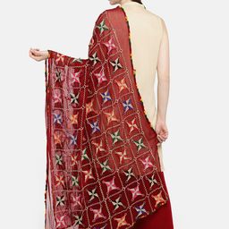 Dupatta Bazaar Maroon Embroidered Dupatta image 2