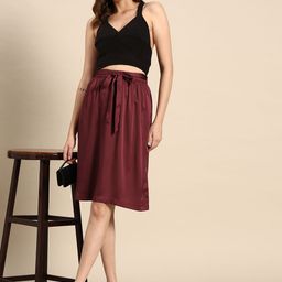 all about you Solid Knee Length Pencil Skirt-image-31