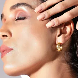 Rubans Voguish Gold-Plated American Diamond Studded Circular Half Hoop Earrings-36