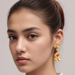 aadita Gold-Plated Kundan-Studded Contemporary Drop Earrings-0