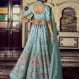 Fusionic Embellished Thread Work Semi-Stitched Lehenga & Unstitched Blouse With Dupatta image 5
