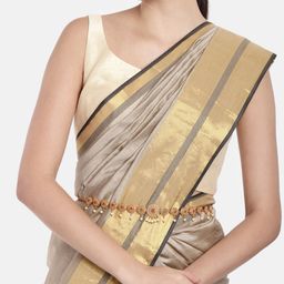 Kord Store Women Gold-Plated & Green Artificial Ruby-Studded Pearl Kamarbandh-1