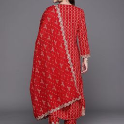 Anouk Bandhani Printed Regular Sequinned Kurta With Trousers & Dupatta image 2