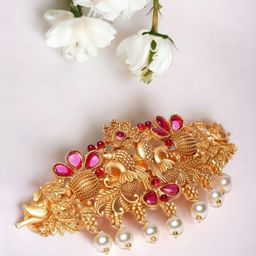 AccessHer Women Gold-Toned & Red Embellished French Barrette-picture-29