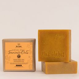 Nat Habit Set of 2 Cold Processed Healing Turmeric Oats Soaps with Honey - 125 g Each image 4