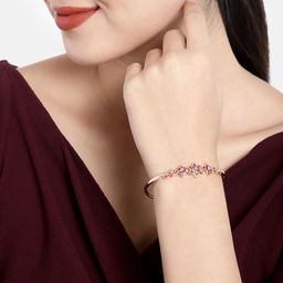 I Jewels Women Pink & Rose Gold-Plated Wraparound Bracelet-image-73