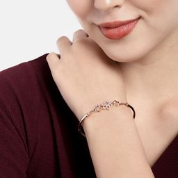 I Jewels Women Pink & Rose Gold-Plated Wraparound Bracelet-image-72