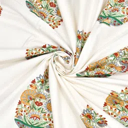 BED-SHEET.COM Yellow & White Cotton Floral Printed Window Curtain image 4